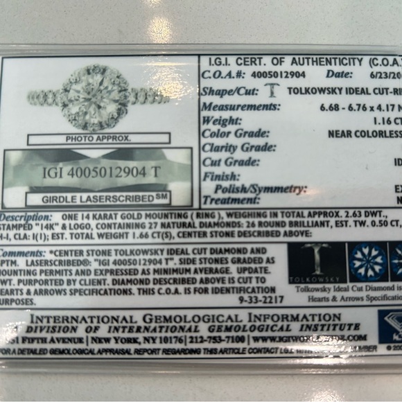 Tolkowsky White Gold Natural Diamond Ring Set Size 6.5 from Kay Jewelers - Picture 8 of 9